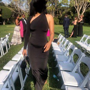 House of CB Black One Sleeve Jersey Dress